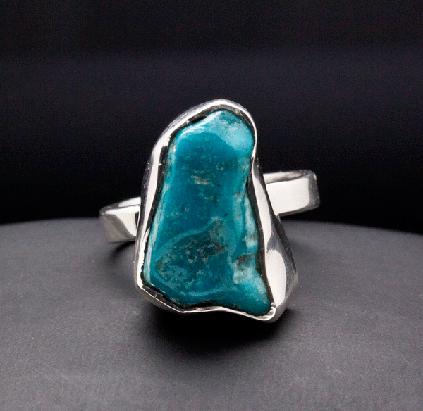 Sterling Silver Raw Turquoise Ring Size 6