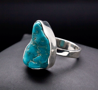 Sterling Silver Raw Turquoise Ring Size 7