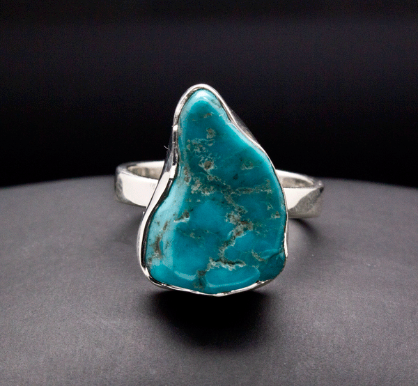 Sterling Silver Raw Turquoise Ring Size 7