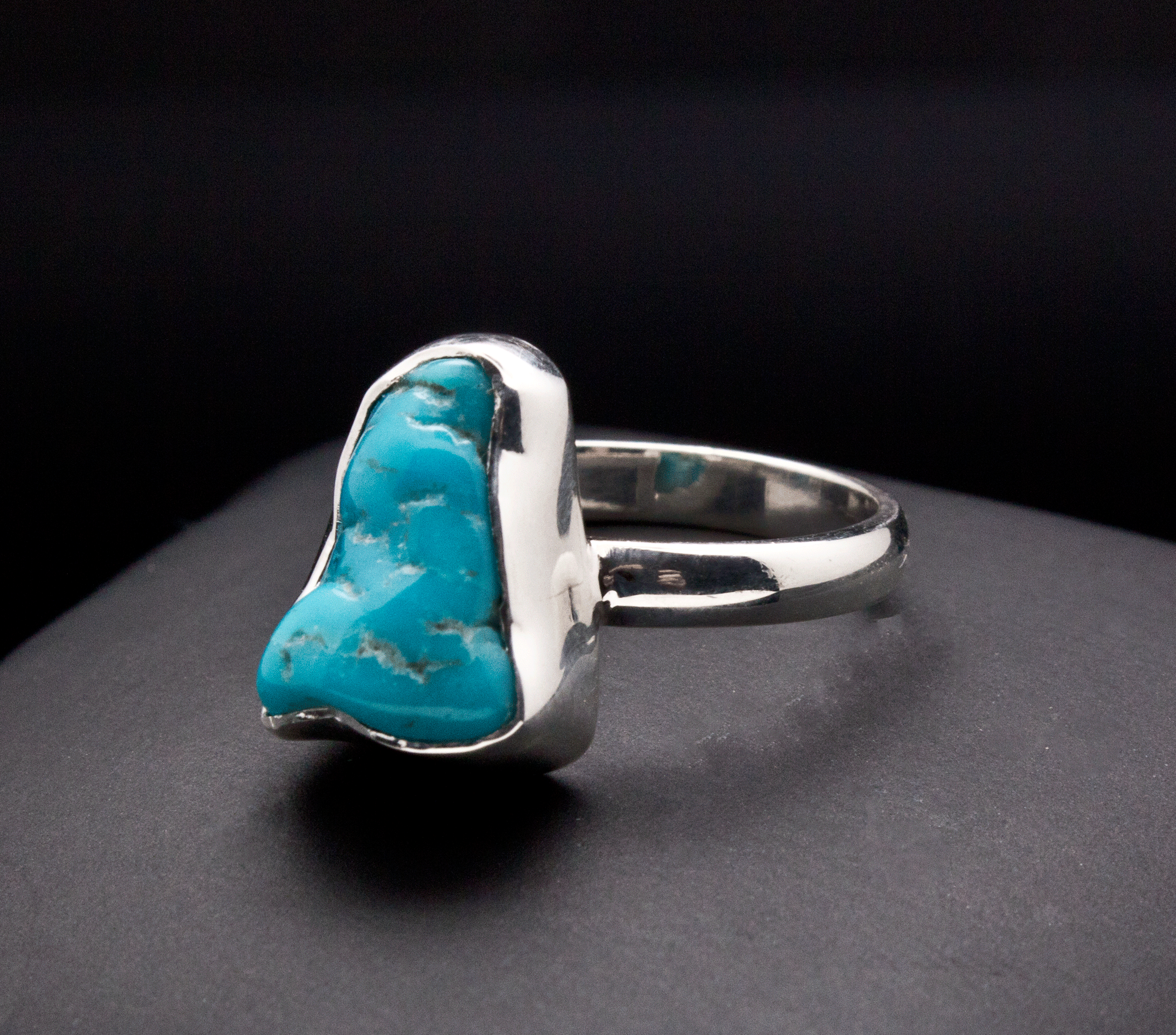 Sterling Silver Raw Turquoise Ring Size 7