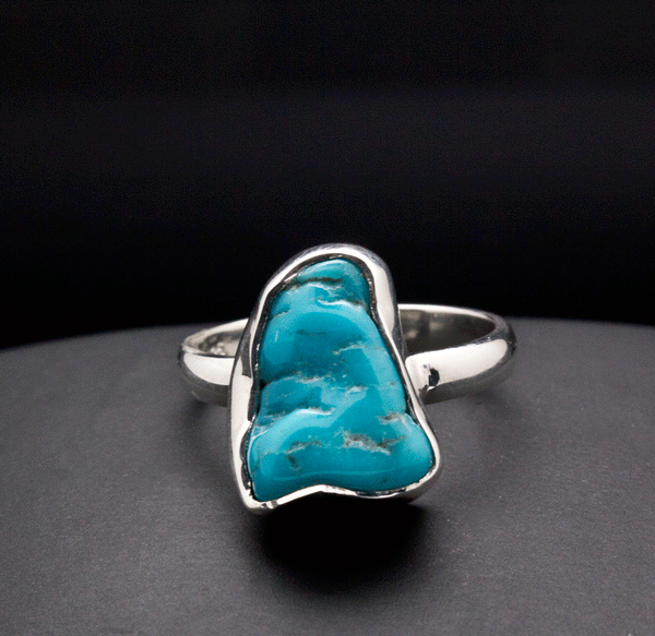 Sterling Silver Raw Turquoise Ring Size 7