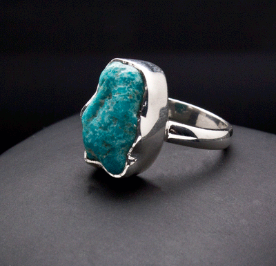 Sterling Silver Raw Turquoise Ring Size 7