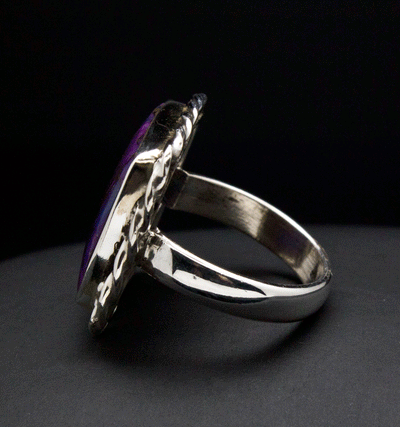 Sterling Silver Copper Purple Turquoise Ring Size 5