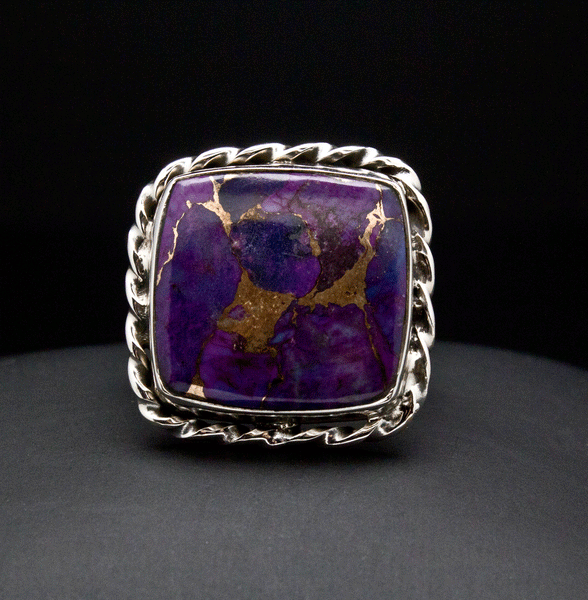 Sterling Silver Copper Purple Turquoise Ring Size 5