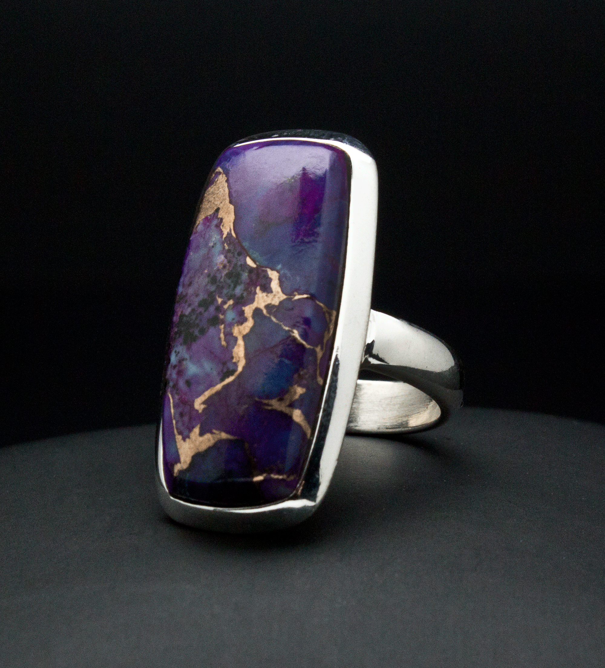Sterling Silver Copper Purple Turquoise Ring Size 5