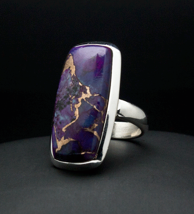 Sterling Silver Copper Purple Turquoise Ring Size 5