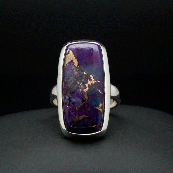 Sterling Silver Copper Purple Turquoise Ring Size 5