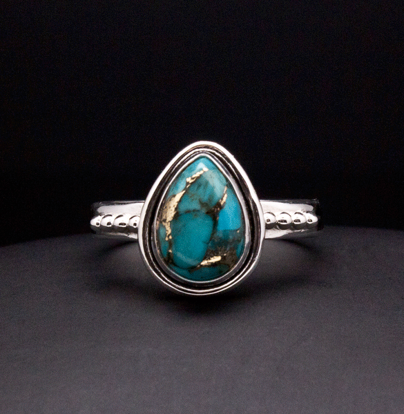 Sterling Silver Turquoise with Silver Inclusions Ring SIze 7