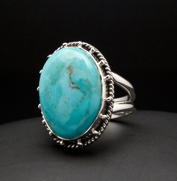 Sterling Silver Kingman Turquoise Ring Size 5