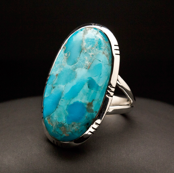 Sterling Silver Kingman Turquoise Ring Size 7