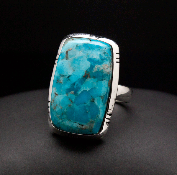 Sterling Silver Kingman Turquoise Ring Size 7