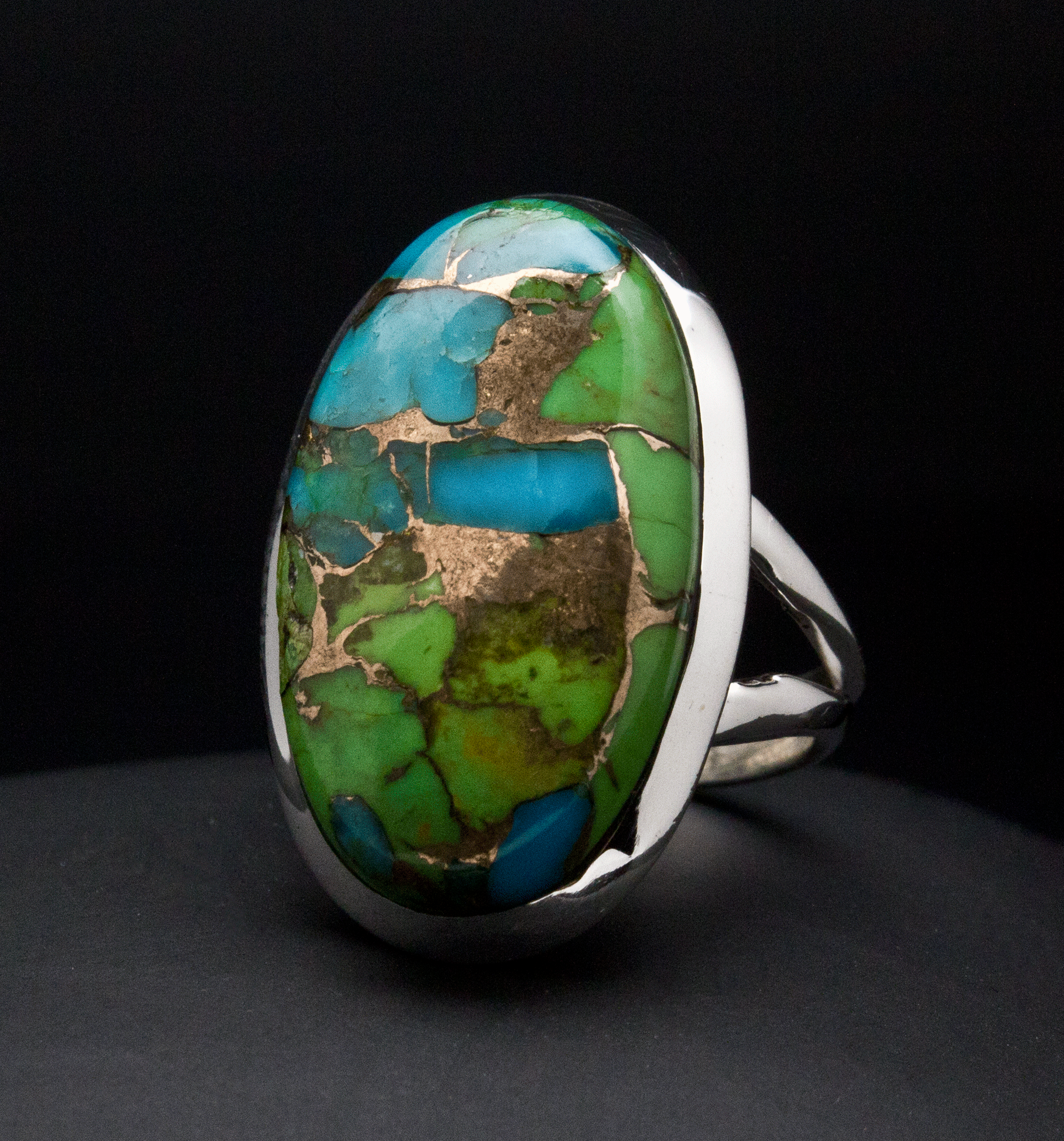 Sterling Silver Multi Color Turquoise Ring Size 7