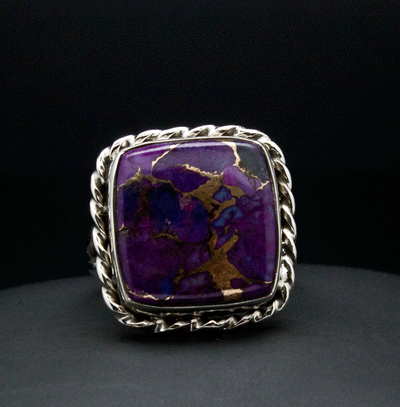 Sterling SIlver Copper Purple Turquoise Ring SIze 8