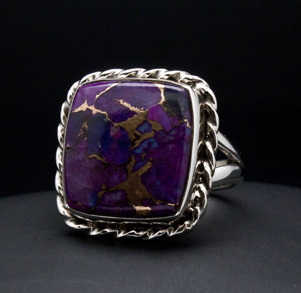 Sterling SIlver Copper Purple Turquoise Ring SIze 8