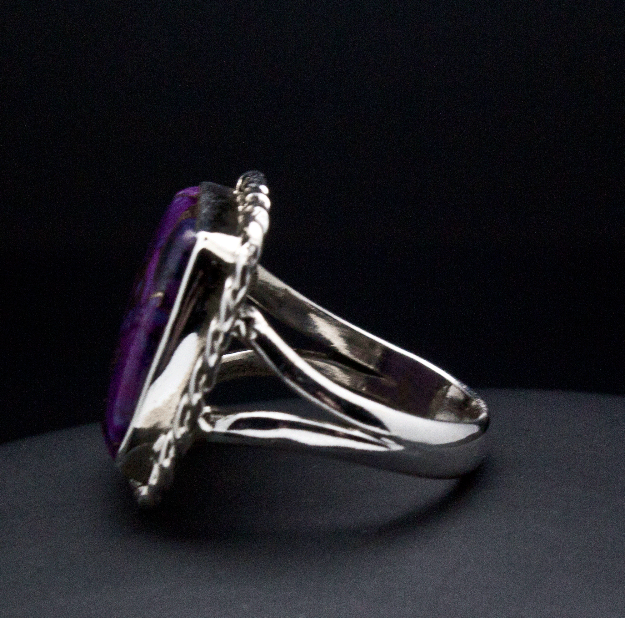 Sterling SIlver Copper Purple Turquoise Ring SIze 8