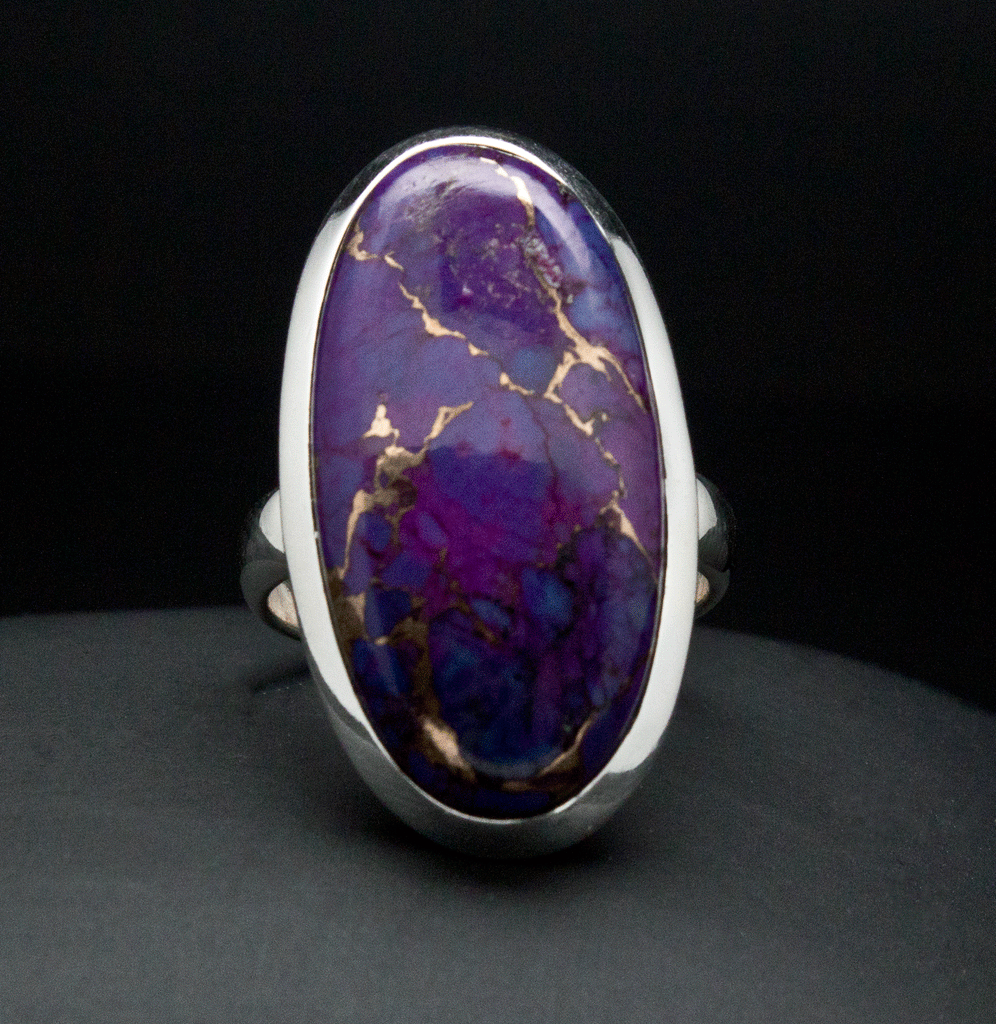 Sterling Silver Copper Purple Turquoise Ring Size 7