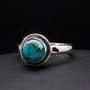 Sterling Silver Turquoise with Silver Inclusions Ring Size 7