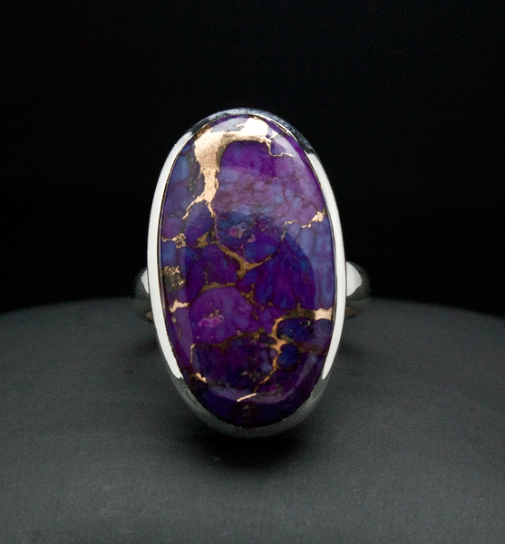 Sterling Silver Copper Purple Turquoise Ring Size 7