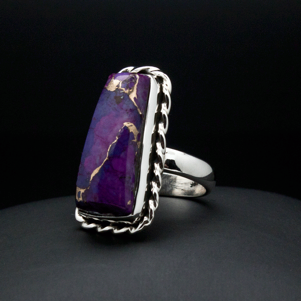 Sterling Silver Copper Purple Turquoise Ring Size 5