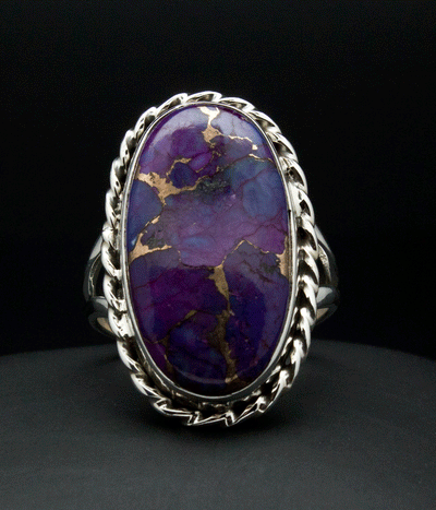 Sterling Silver Copper Purple Turquoise Ring Size 10