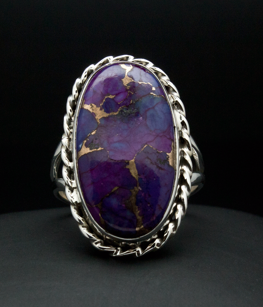 Sterling Silver Copper Purple Turquoise Ring Size 10