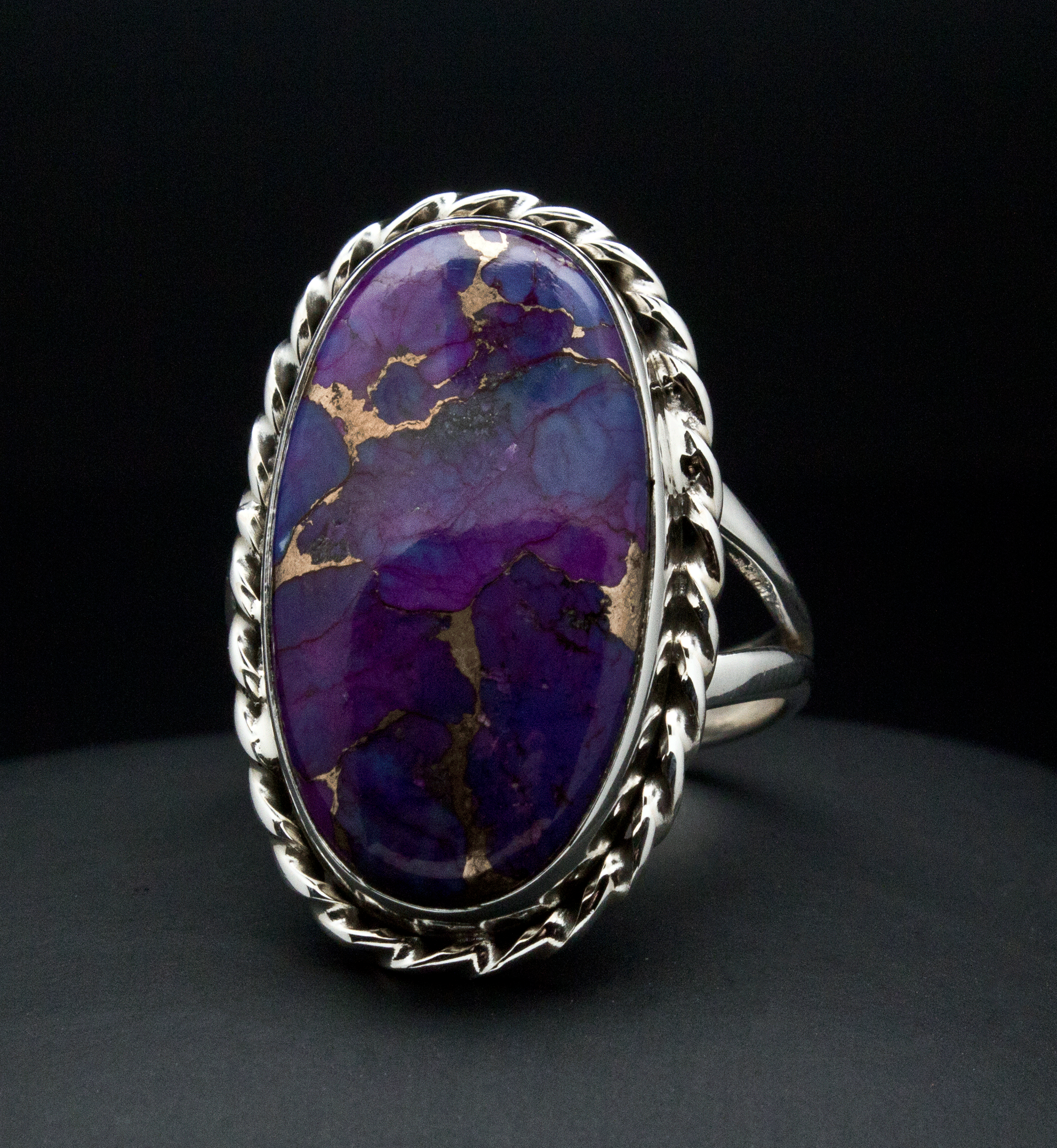 Sterling Silver Copper Purple Turquoise Ring Size 10
