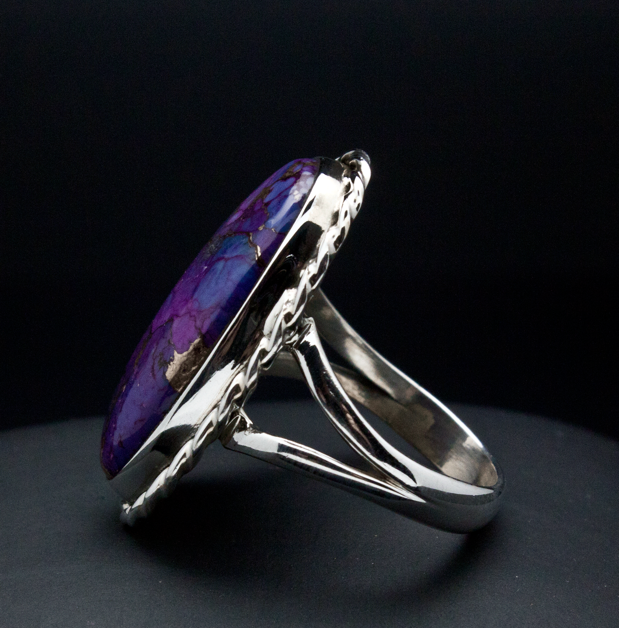 Sterling Silver Copper Purple Turquoise Ring Size 10