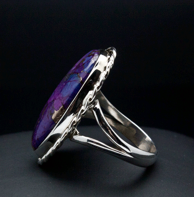 Sterling Silver Copper Purple Turquoise Ring Size 10