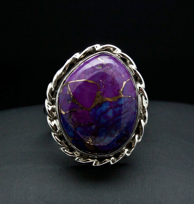 Sterling Silver Copper Purple Turquoise Ring Size 5