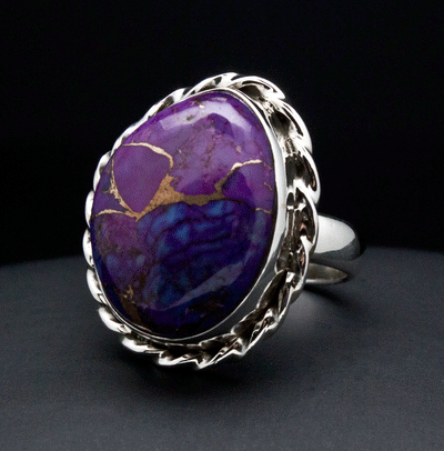 Sterling Silver Copper Purple Turquoise Ring Size 5