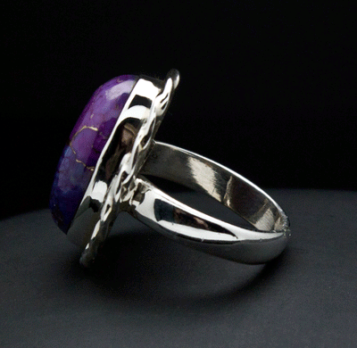 Sterling Silver Copper Purple Turquoise Ring Size 5