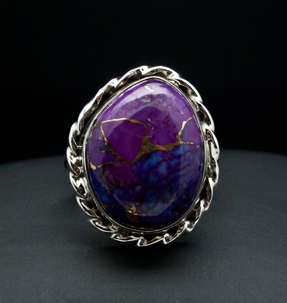 Sterling Silver Copper Purple Turquoise Ring Size 5