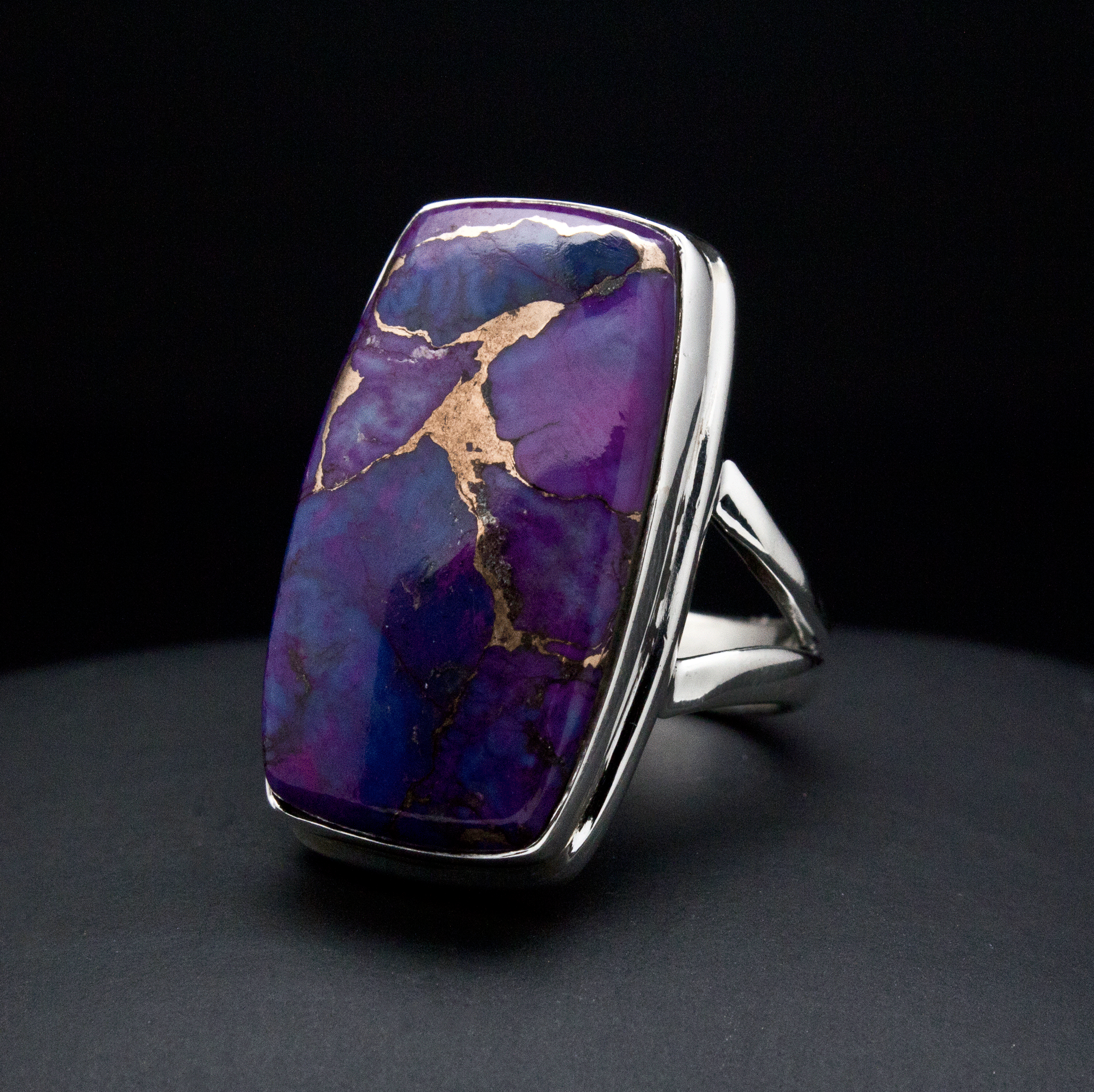 Sterling Silver Copper Purple Turquoise Ring Size 5