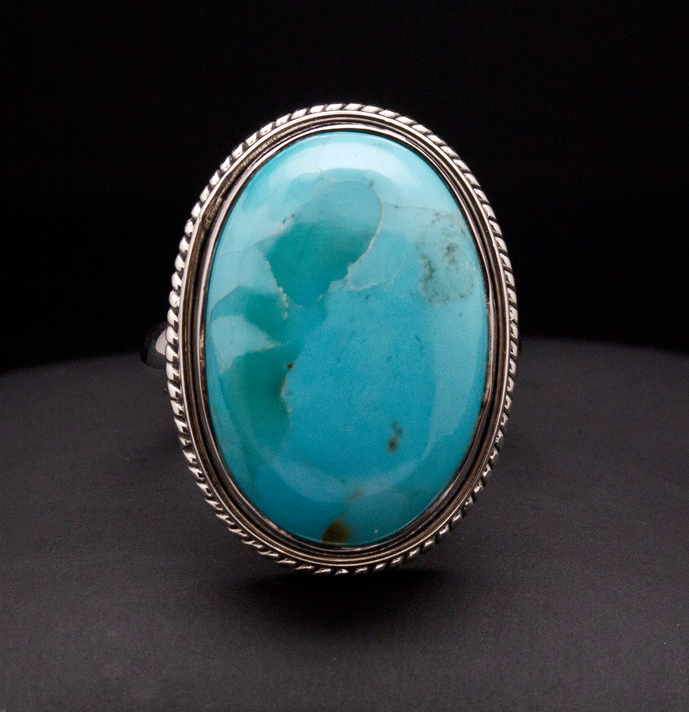 Sterling Silver Kingman Turquoise Ring Size 8