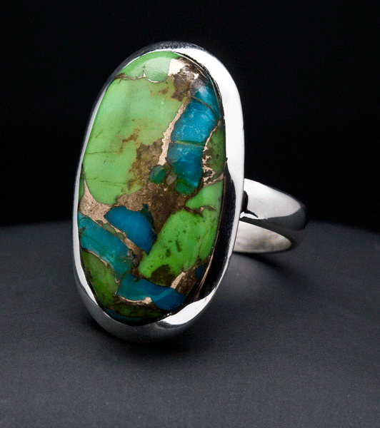 Sterling Silver Multi Color Turquoise Ring Size 7