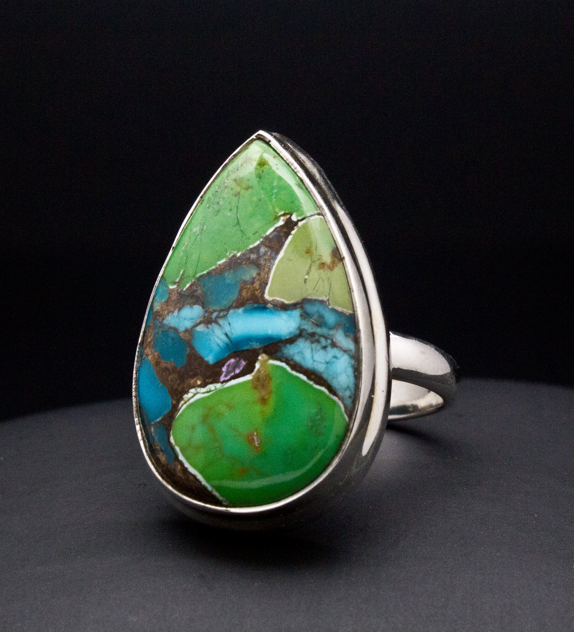 Sterling Silver Multi Color Turquoise Ring Size 7