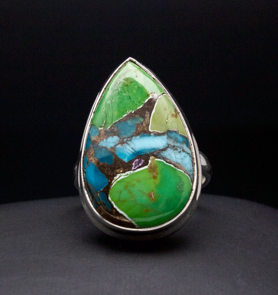 Sterling Silver Multi Color Turquoise Ring Size 7