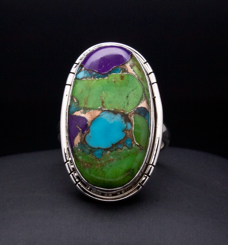 Sterling Silver Multi Color Turquoise Ring Size 7