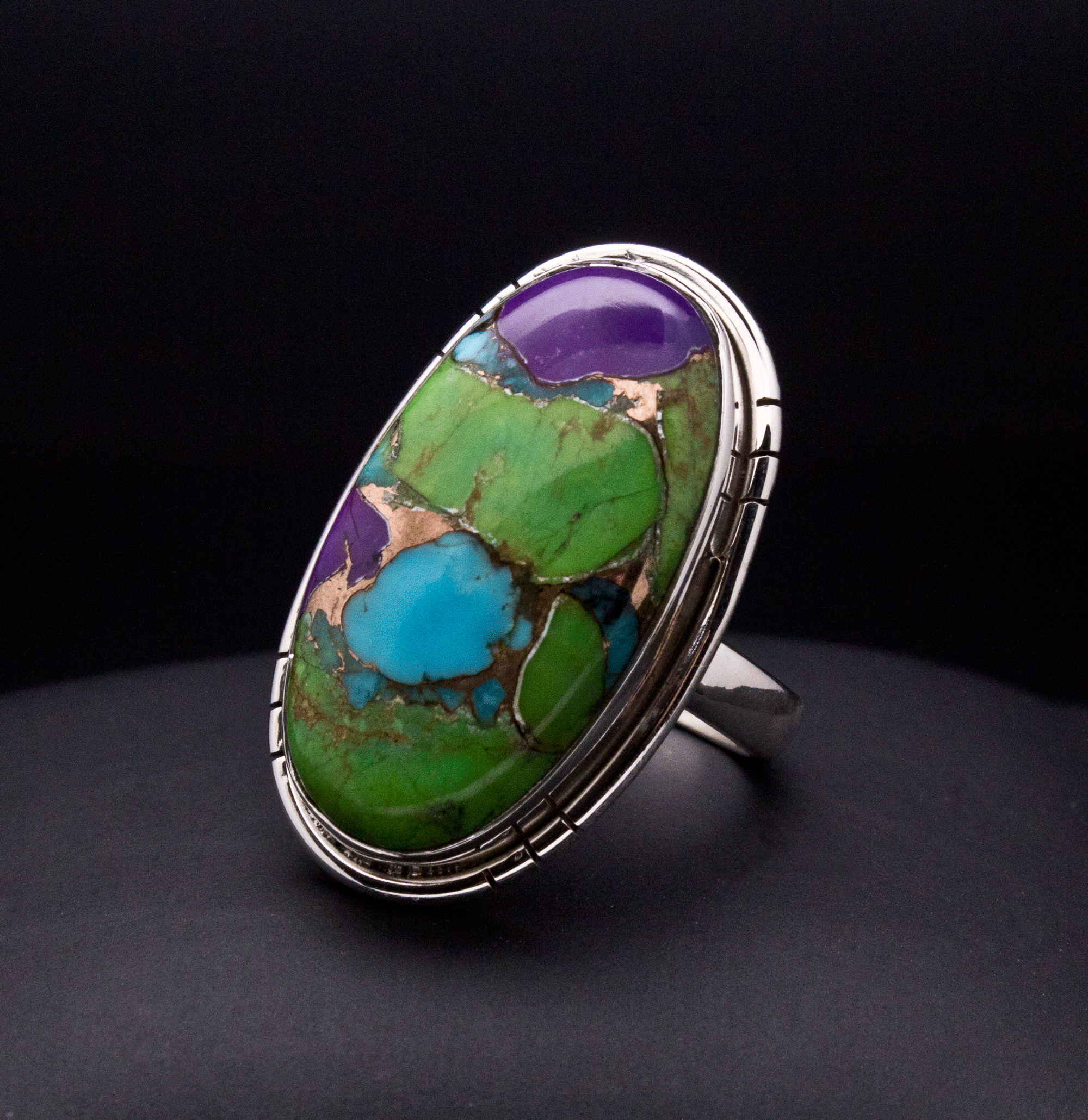 Sterling Silver Multi Color Turquoise Ring Size 7