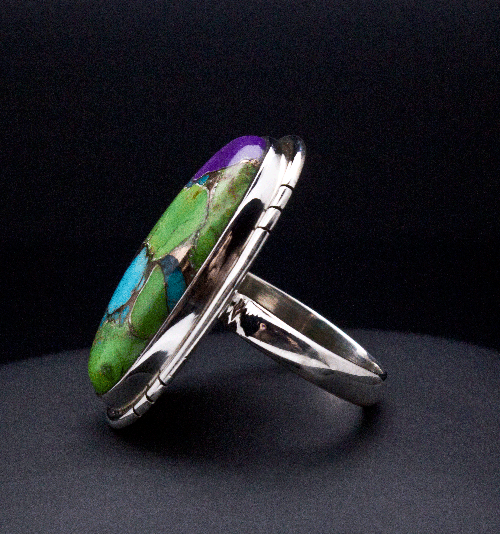 Sterling Silver Multi Color Turquoise Ring Size 7