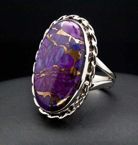 Sterling Silver Copper Purple Turquoise Ring Size 9