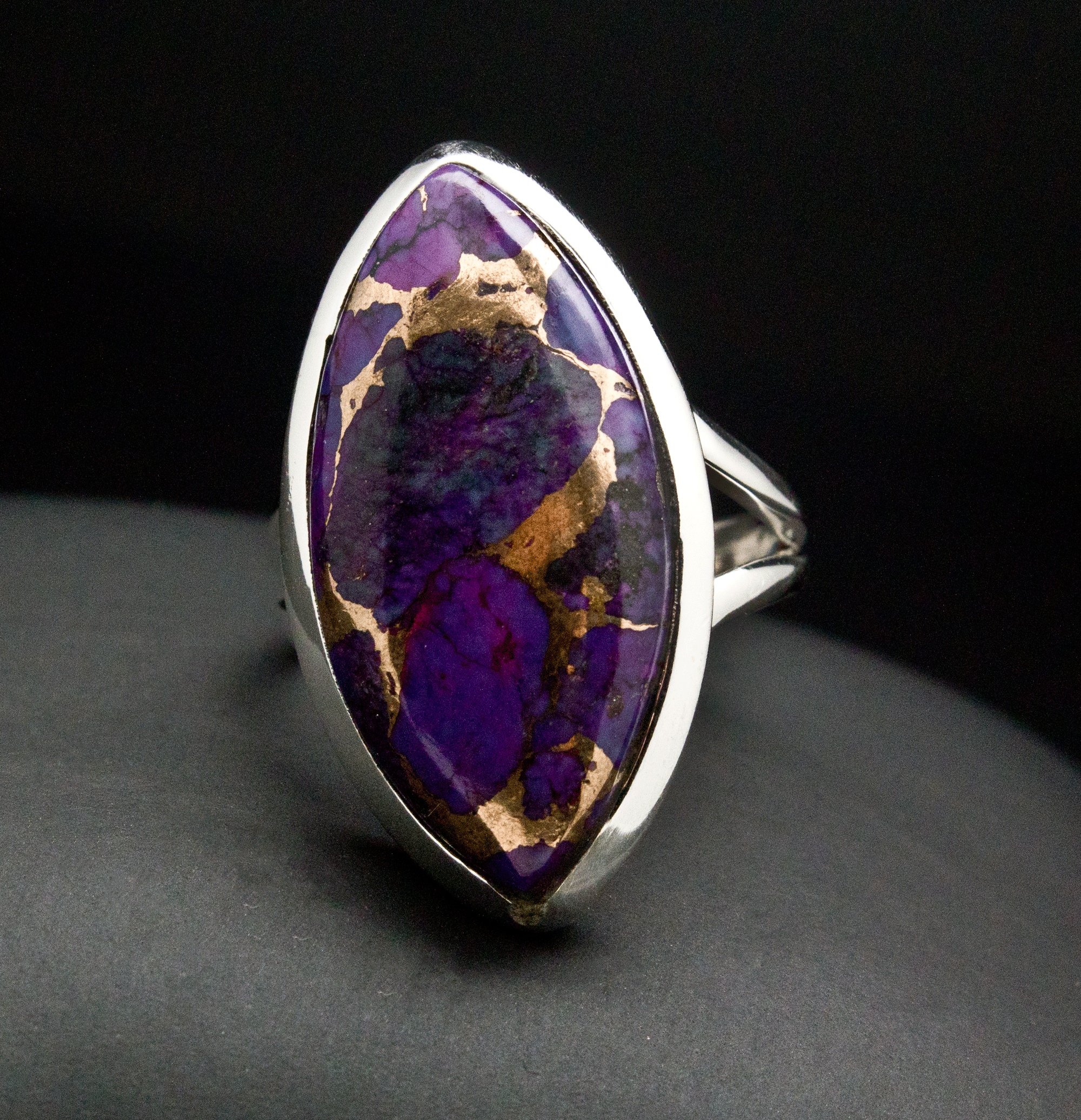 Sterling Silver Copper Purple Turquoise Ring Size 10