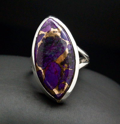 Sterling Silver Copper Purple Turquoise Ring Size 10