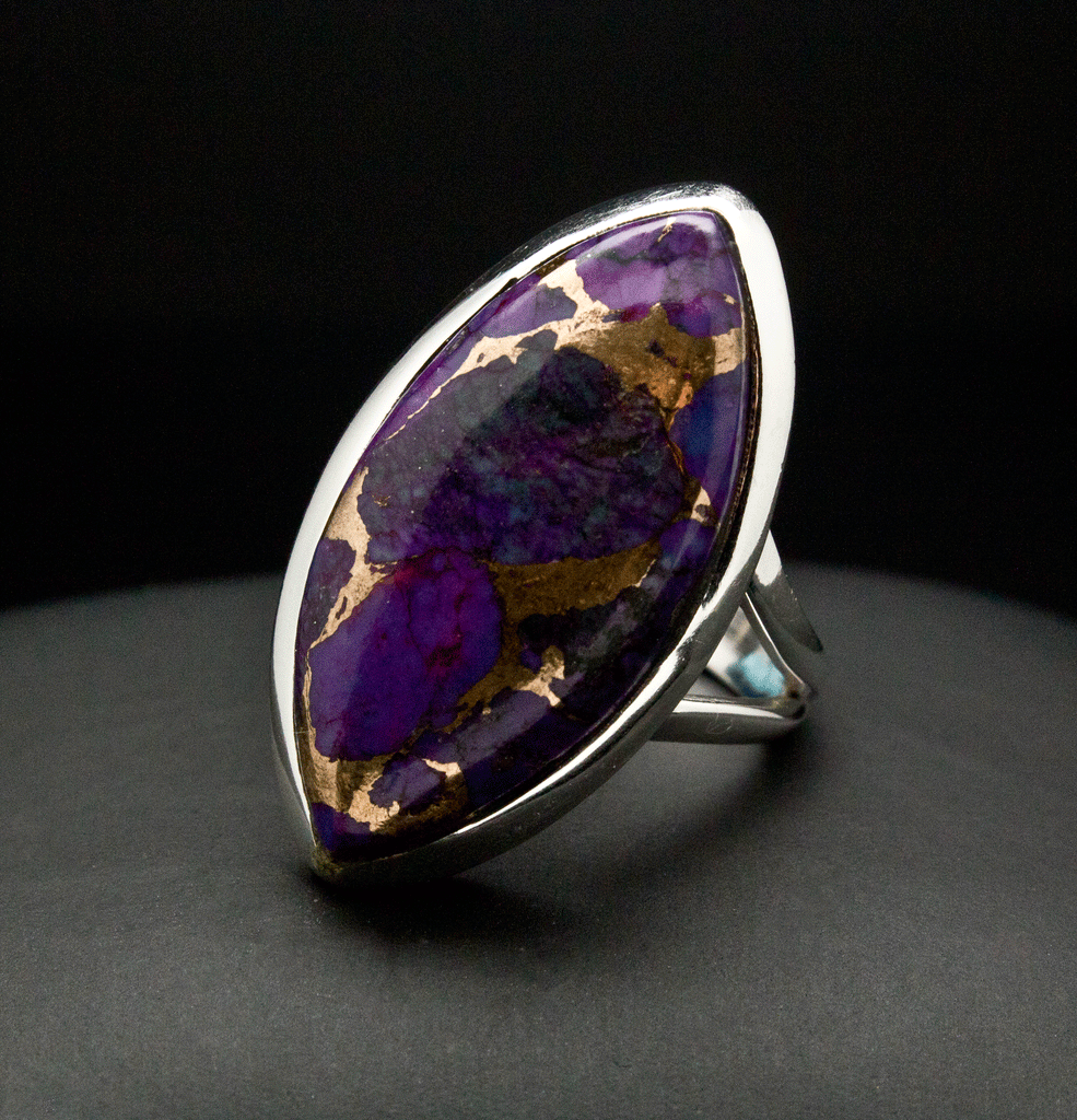Sterling Silver Copper Purple Turquoise Ring Size 10