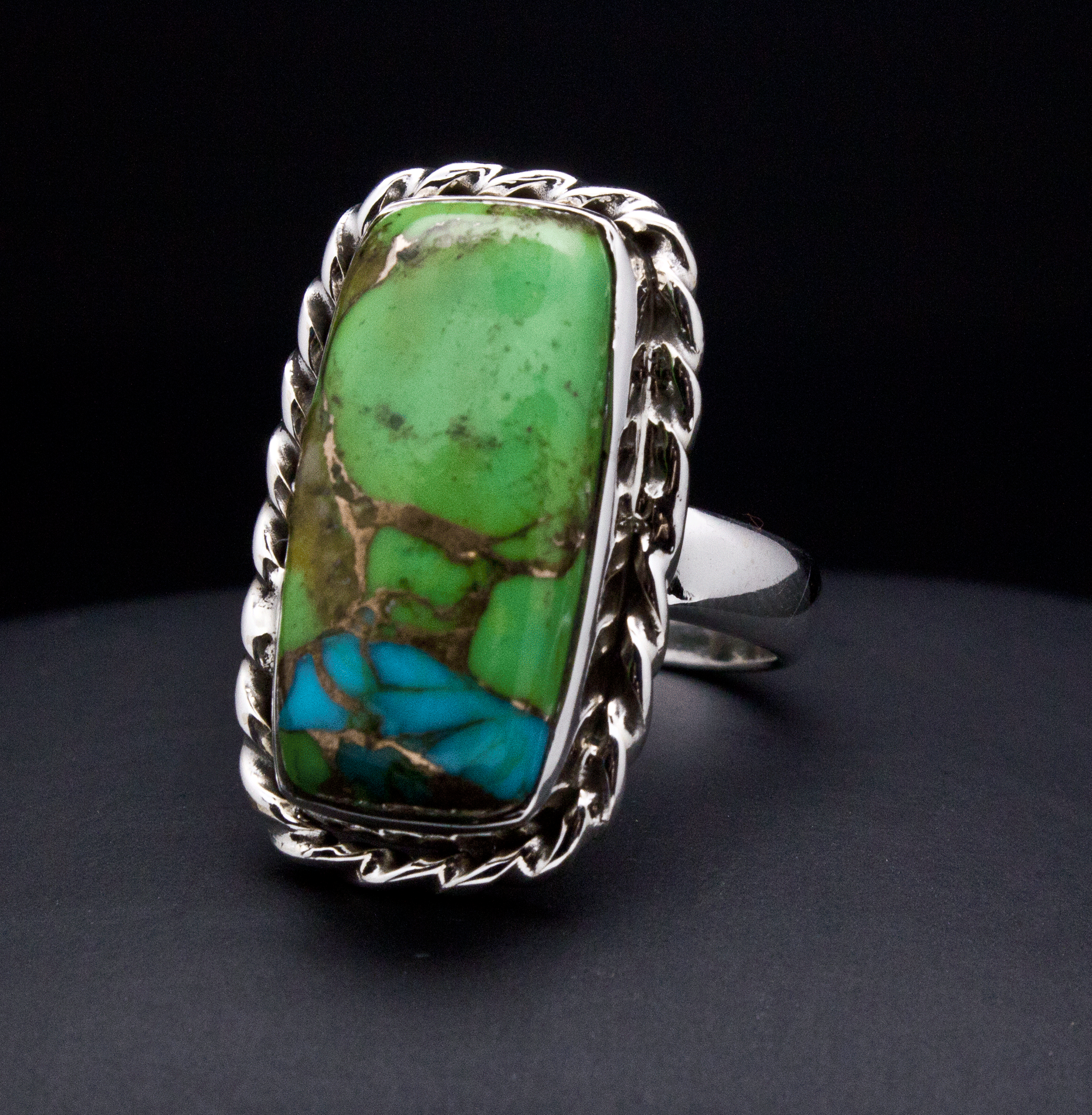 Sterling Silver Multi Color Turquoise Ring Size 6
