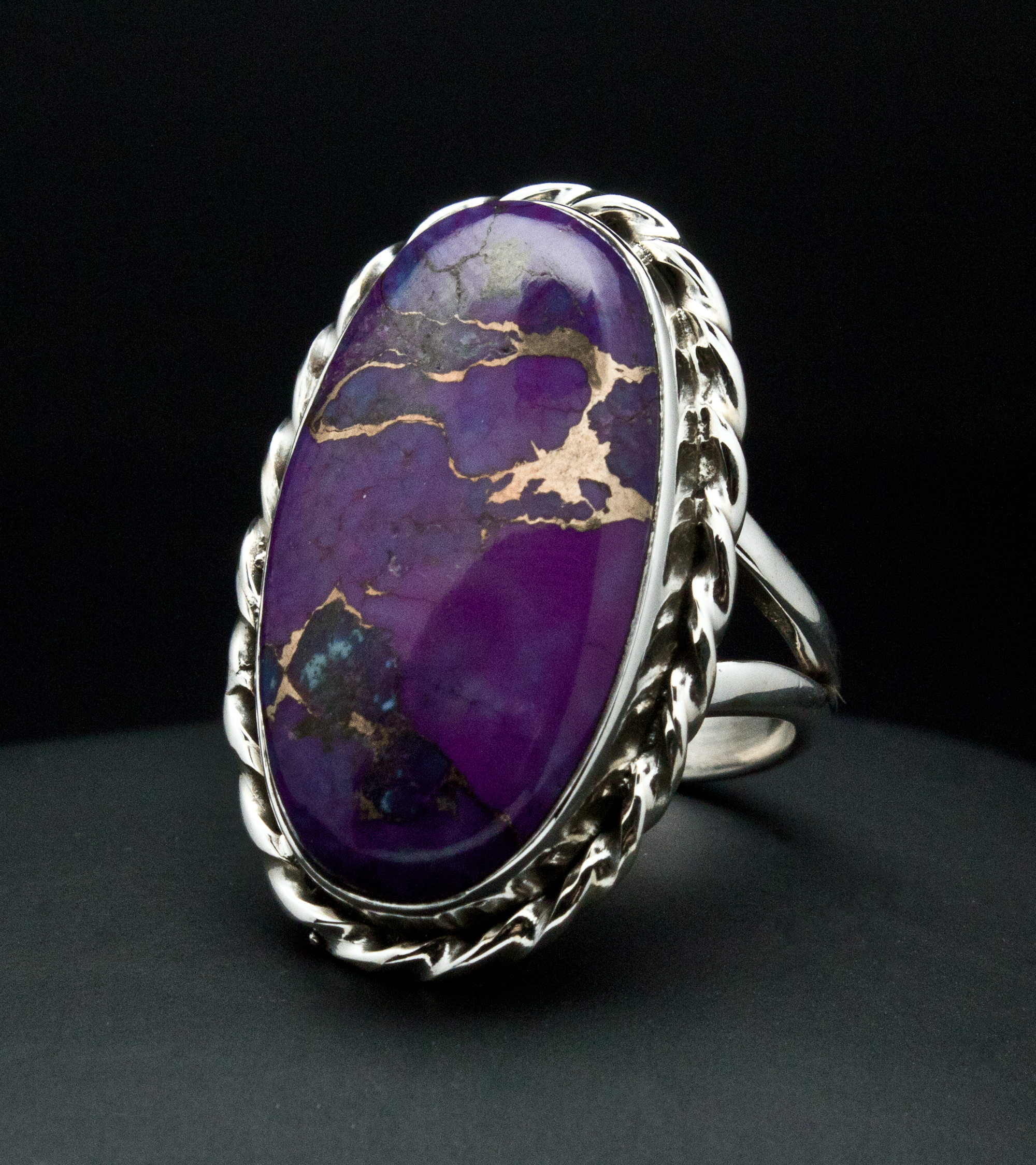 Sterling Silver Copper Purple Turquoise Ring Size 6