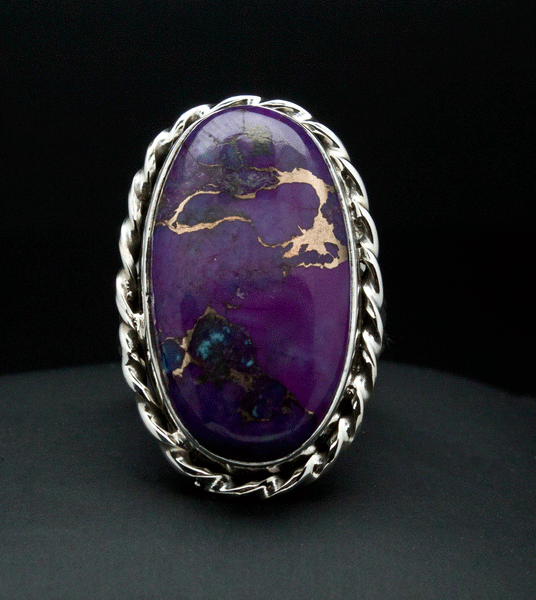 Sterling Silver Copper Purple Turquoise Ring Size 6