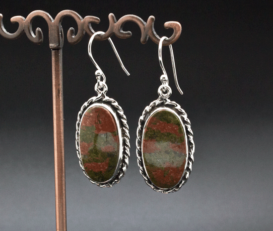 Sterling Silver Unakite Earrings