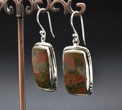 Sterling Silver Unakite Earrings