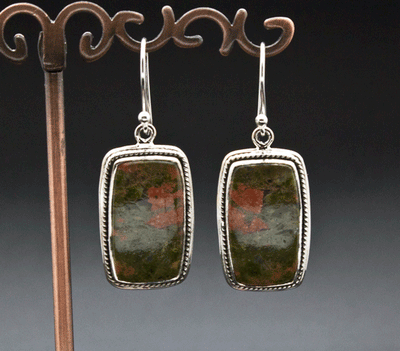 Sterling Silver Unakite Earrings